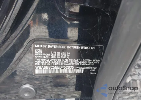 2014 BMW 640I Gran Coupe xDrive z USA, uszkodzony, nr VIN WBA6B8C58ED452835